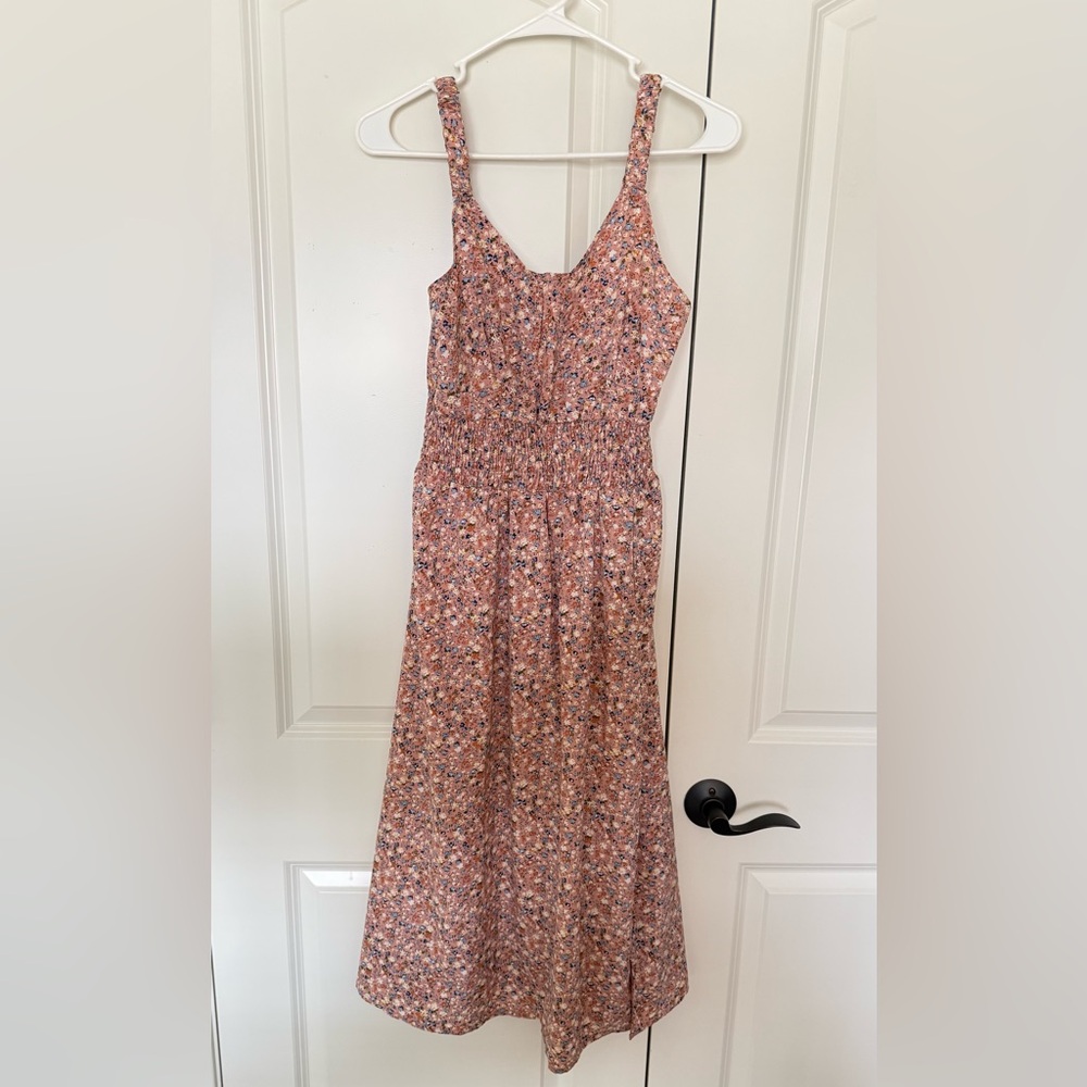 SHEIN Pink Floral Midi Dress